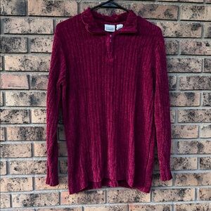 Classic Elements Ribbed Half-Zip Pullover - Burgundy